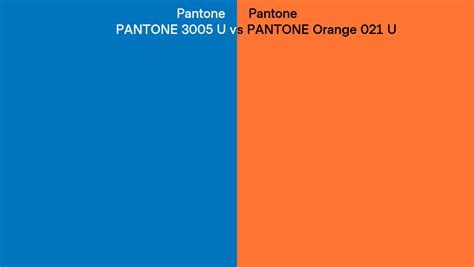 Pantone 3005 U Vs Pantone Orange 021 U Side By Side Comparison
