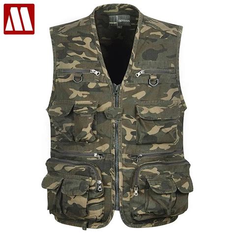 All Purpose Tactical Multi Pocket Camouflage Vest Men Casual Travel Waistcoat Cotton Sleeveless