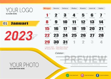 Template Kalender Meja 2023 Custom Foto Dan Warna Zotutorial