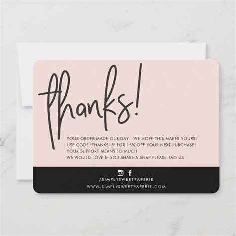 business thank you modern bold handlettered pink zazzle thank you card design business