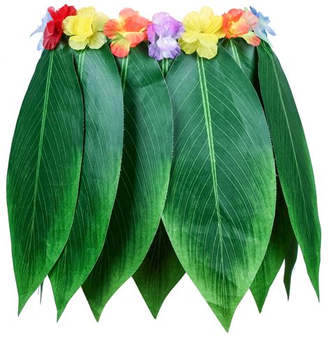 KEFAN Leaf Hula Skirt And Hawaiian Leis Set Grass Skirt With Artificial