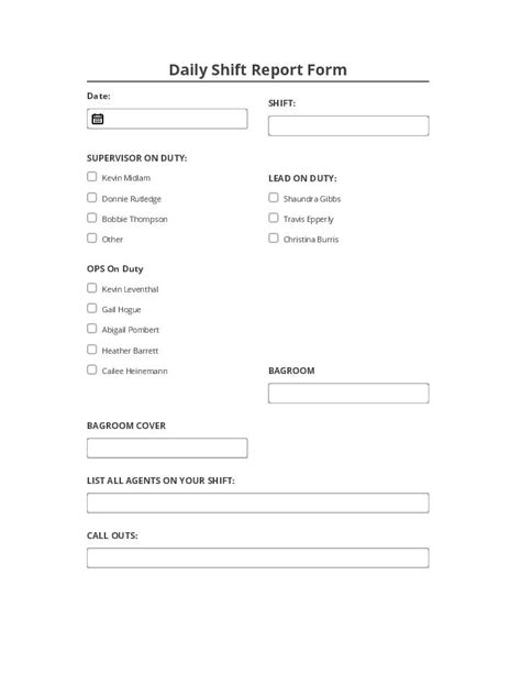 Pre Fill Daily Shift Report Form Netsuite Airslate