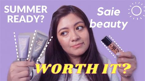 saie beauty review and first impressions sunvisor slip tint and dew blush [try on] youtube