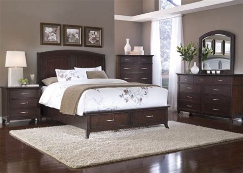 Dark furniture has a reputation of making a room feel smaller, but as you can see from this collection, a carefully planned room layout. paint colors with dark wood furniture | Bedroom paint colors master, Master bedroom paint ...