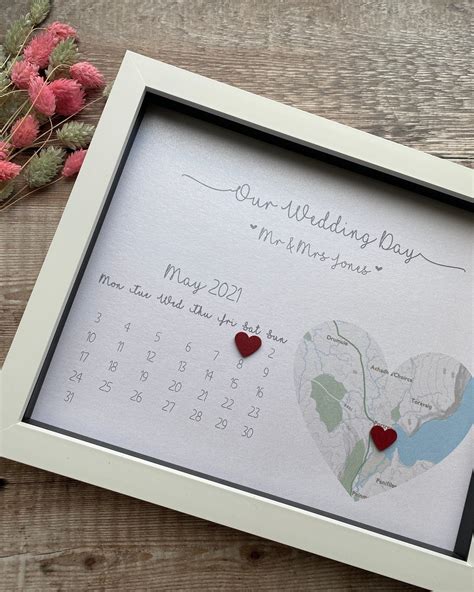 Personalised Wedding Frame Wedding Map Frame Calendar Etsy