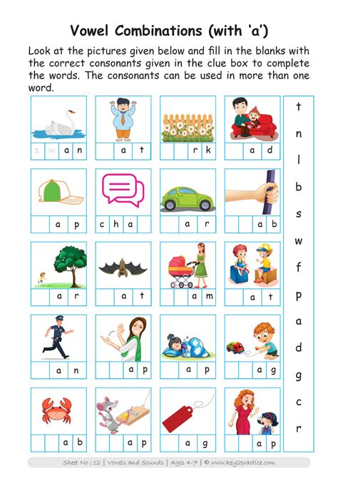 Vowels And Consonants Worksheets I Pre Primary Classes Key Practice