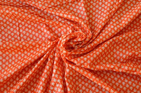 Cotton Fabric Indian Fabric Printed Cotton Orange Cotton