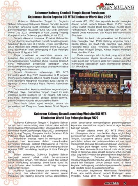 Setda Prov Kalteng Buletin Isen Mulang Edisi Juli 2022