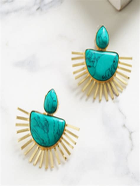 Buy Infuzze Turquoise Blue Gold Plated Handcrafted Stone Studded