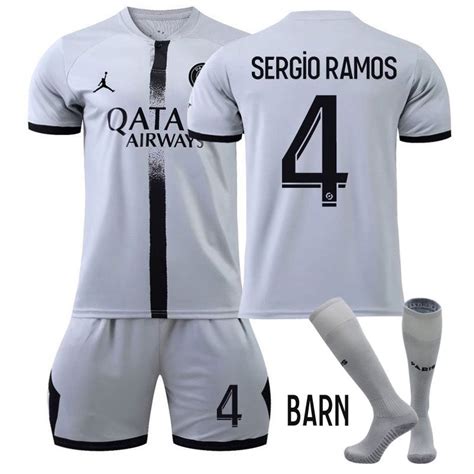Sergio Ramos 4 Paris Saint Germain Barn Bortedrakt 2022 23 Grå
