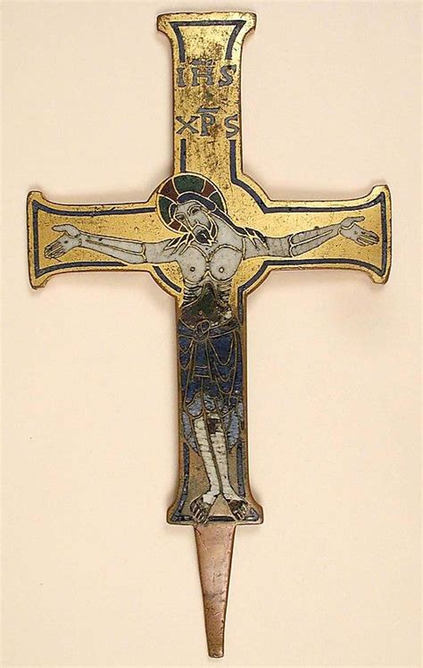 Enamel And Gilt On Copper Ca 1150 Spanish Romanesque Art Crucifix