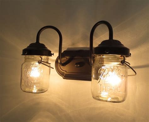 Mason Jar Light Sconce Double Vintage Pints Lighting Wall