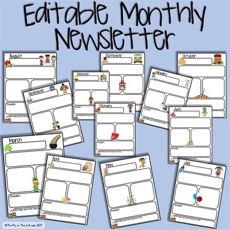 Free Monthly Newsletter Template Editable Template Editable Classroom