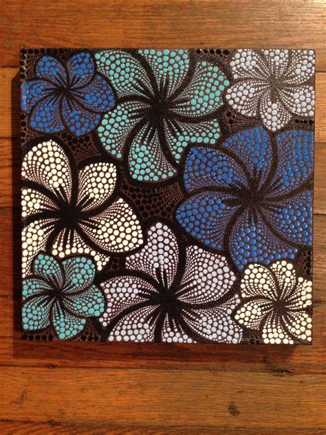 Blue Flowers Beautiful Dot Art Dot Art Painting Dots Art Mandala Design Art