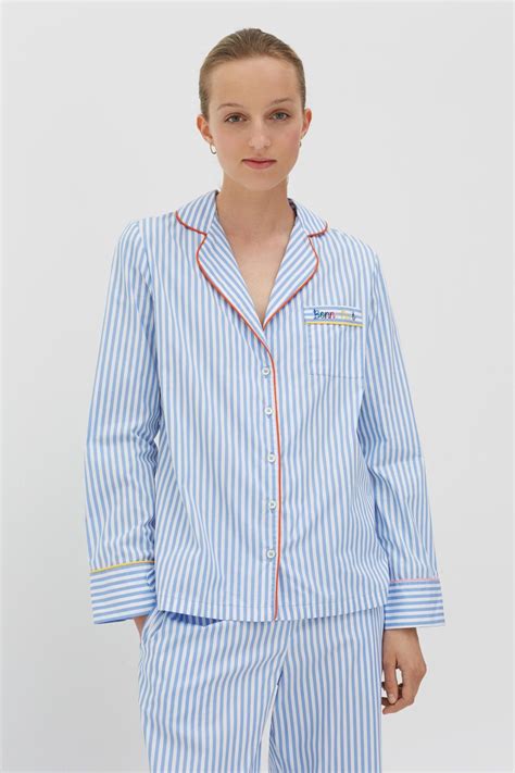 Blue Striped Cotton Pyjama Set Pajama Set Cotton Pyjamas Cotton