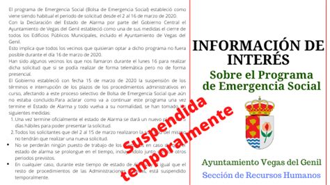 Informaci N Importante Sobre El Programa De Emergencia Social