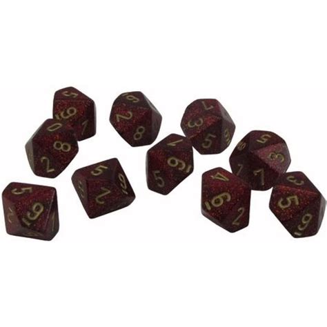 Chessex Polyhedral Dice 10d10 Glitter Rubygold Buy Online At The Nile