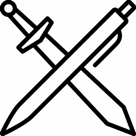 Battle Crossed Mightier Pen Press Sword Weapon Icon Download On