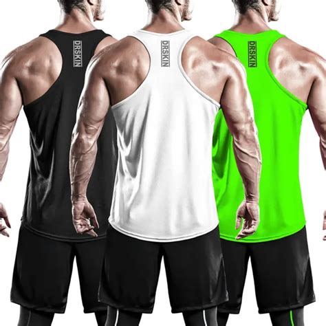 Drskin Mens 3 Pack Dry Fit Y Back Muscle Tank Tops Mesh Sleeveless Gym