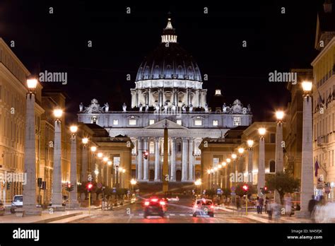 Vatican City St Peter39s Basilica At Night Stock Photo Alamy