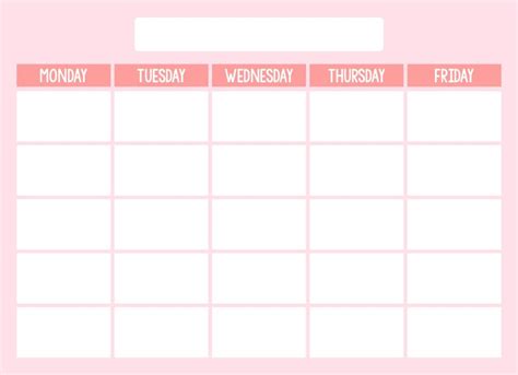 Blank Monday Through Friday Calendar Printable 2024 Calendar Printable