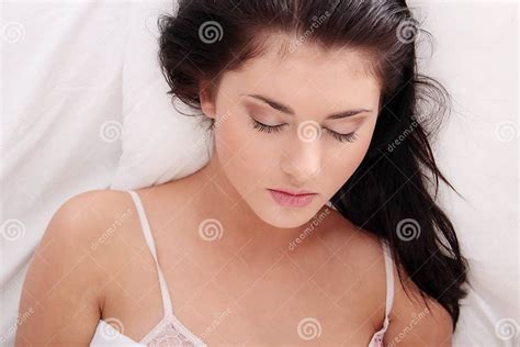 Young Woman Sleeping On The Bed Stock Image Image Of Asleep European
