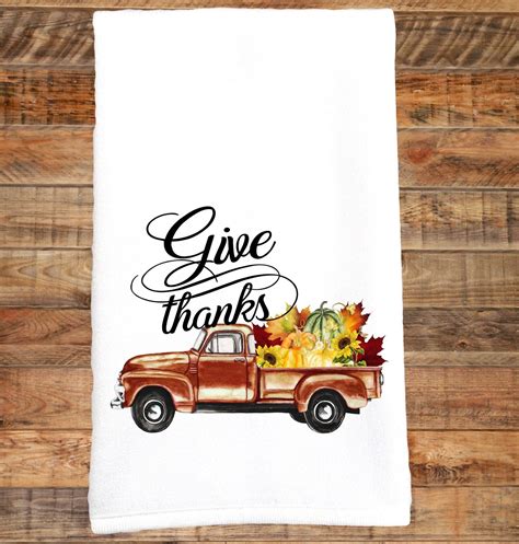 Give Thanks, Give Thanks Fall Truck, Give Thanks Towel, Old Truck, Thanksgiving Decor, Dish 