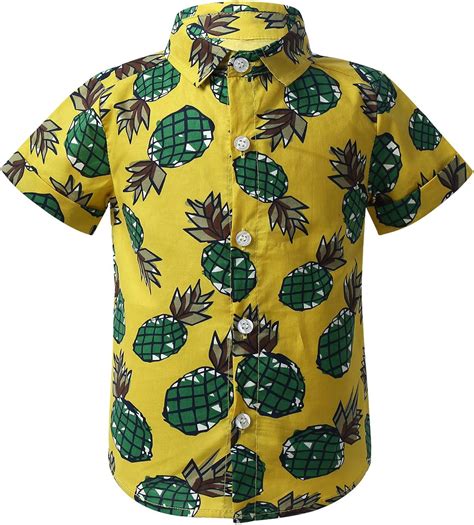 Msemis Baby Jungen Sommer Hawaii Hemd Kurzarm Mit Kragen Ananas Gedruckt Casual Shirt T Shirt