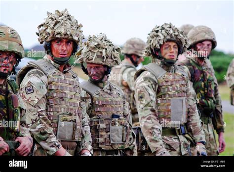 Royal Air Force Raf Regiment Soldiers Line Up In Their Camouflage Flack