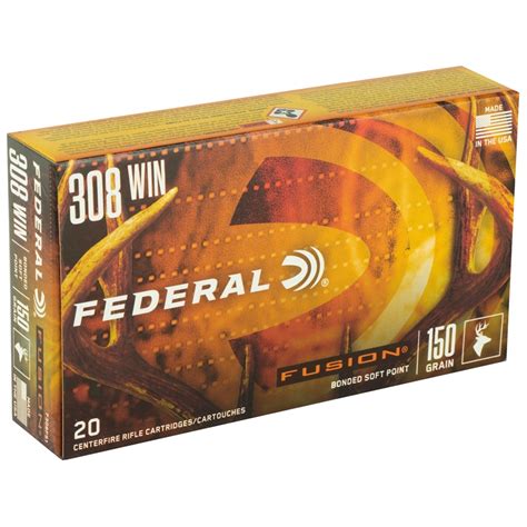 Federal Fusion Ammunition 308 Winchester 150 Grain Bonded Soft Point