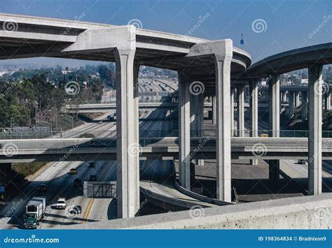 Complicated Freeway Interchange Of Highways And Overpasses In Los