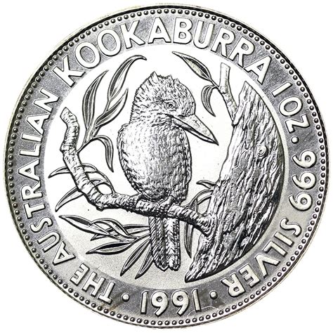 Australia 5 Dollari 1991 Kookaburra Elisabetta Ii Ag 1 Oncia1 Oz Fdc