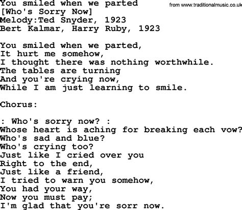 Old American Song Lyrics For You Smiled When We Parted With PDF