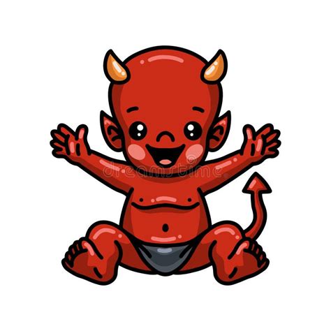 Cute Little Devil Cartoon Sitting Stock Vector Illustration Of Ghost
