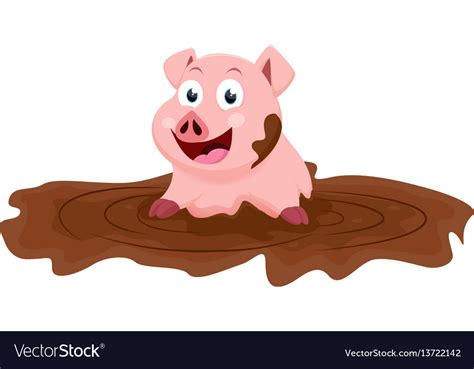Cute Pig Cartoon Play With Mud Royalty Free Vector Image