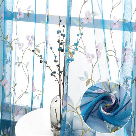 Mrtrees Floral Tulle Sheer Curtain For Living Room Bedroom Kitchen Window Pastoral Tulle