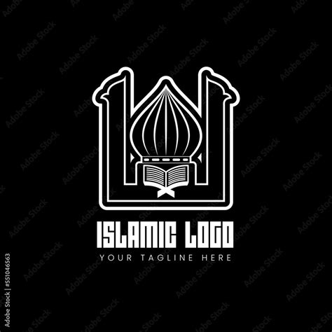 Minimalist Islamic Logo Design Mosque And The Quran Vector