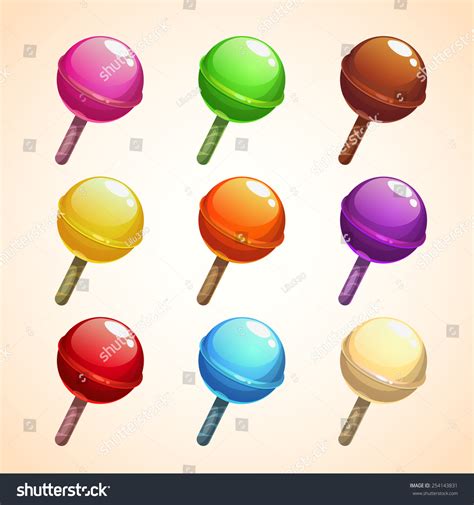 Set Of Colorful Lollipops Sweet Candies Vector Illustration