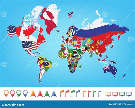 Mapa Mundial Con Banderas Ilustracion Del Vector Ilustracion De Images