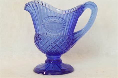 Vintage Fostoria Cobalt Blue Avon Mount Vernon Glass Cream Pitcher Fostoria Cobalt Blue