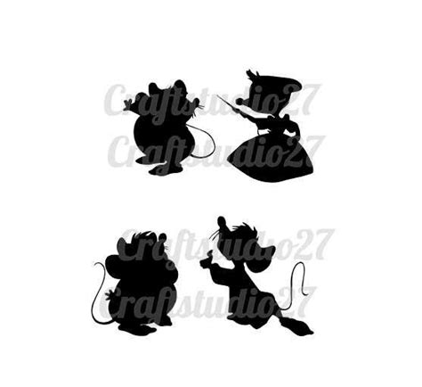 Digital Download Cinderella Mice 4 Silhouettes For Cameo Cricut And