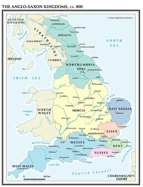 Anglo Saxon Kingdoms In 800ce East Anglia Essex Kent Mercia