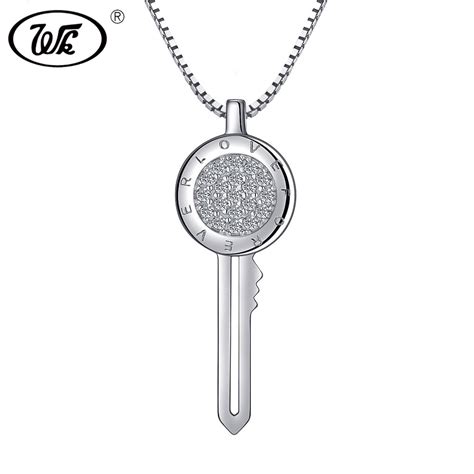 Wk Real 925 Sterling Silver Key Necklace For Women Ladies Necklaces