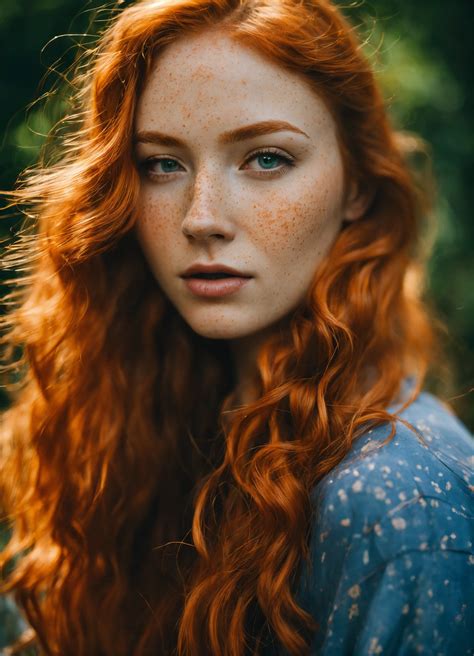 Lexica Incredibly Beautiful Ginger Haired Woman With Freckles Wavy Hair Raw Photo