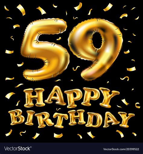 Happy Birthday 59th Celebration Gold Balloons And Vector Image