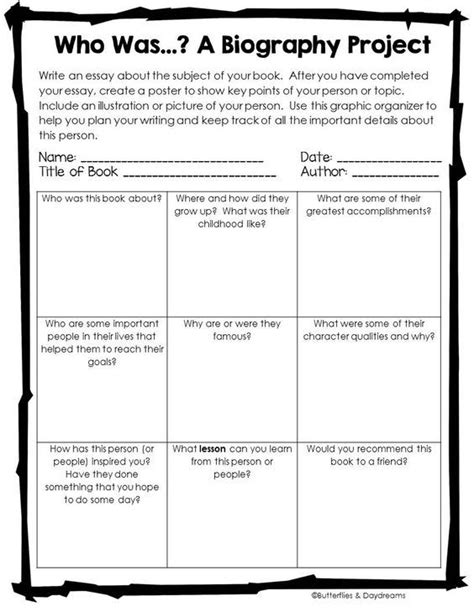 Biography Worksheets For 5th Grade