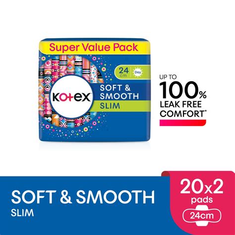 Kotex Soft And Smooth Slim Wing 24cm 2 X 20s Shopee Malaysia