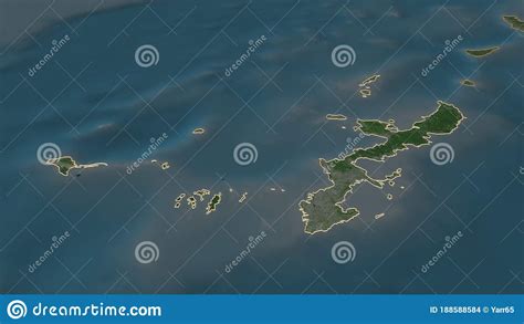 Okinawa Japan Outlined Satellite Stock Illustration Illustration