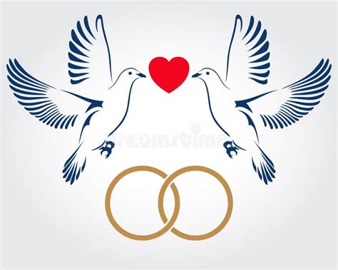 Two Doves Flying With A Red Ribbon In The Shape Of Heart Dove Of Peace