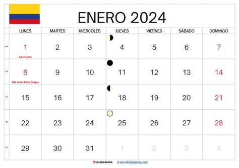 Calendario Enero 2024 Colombia Para Imprimir By Calendarena Medium